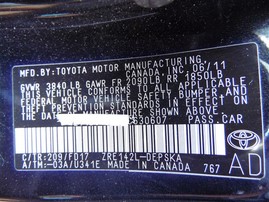 2011 Toyota Corolla S Black 1.8L AT #Z21593